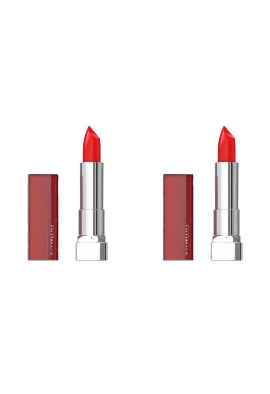 Pack of 2 Maybelline Color Sensational Lipstick 895 On Fire Red Cream New